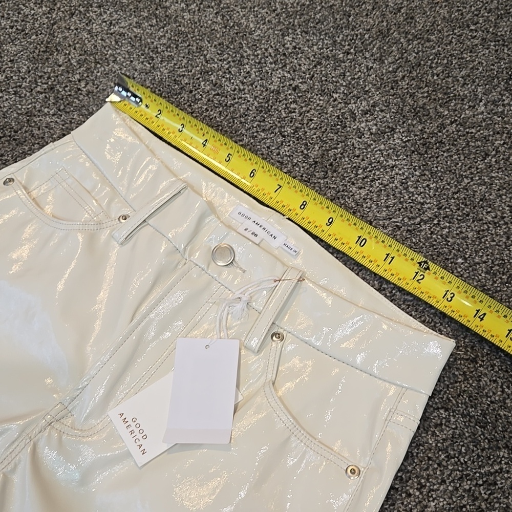NWT Good American Women's Curve Fsux Leather Straight Leg Bone Jeans Sz 2/26 - Picture 6 of 15